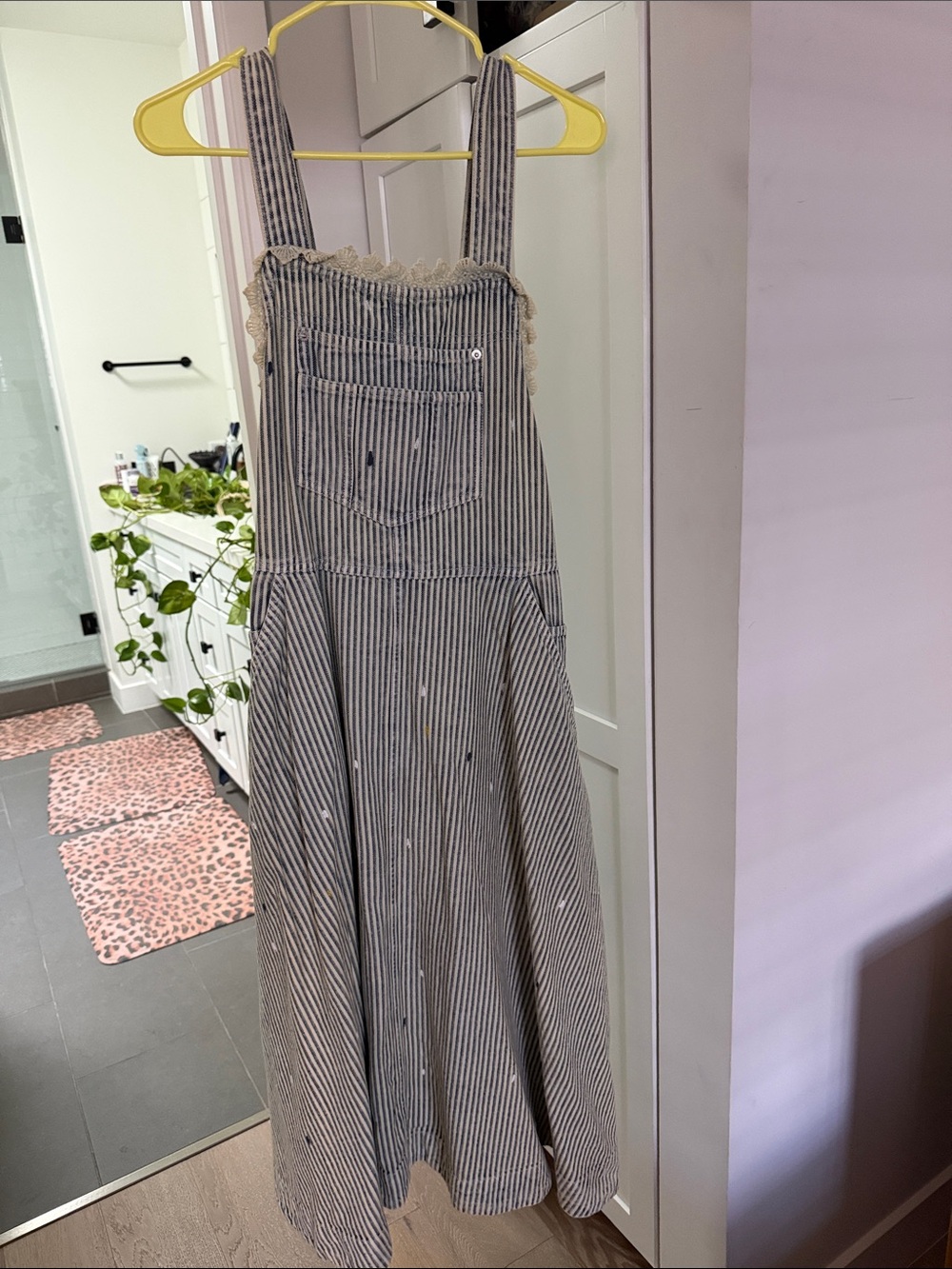 We The Free Striped Overall Midi Dress - Navy/White